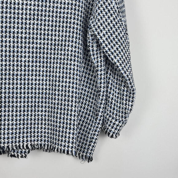 Zara Women’s Tweed Houndstooth Oversized Button-Up Shacket Jacket M Ruffle Boho - Picture 6 of 9